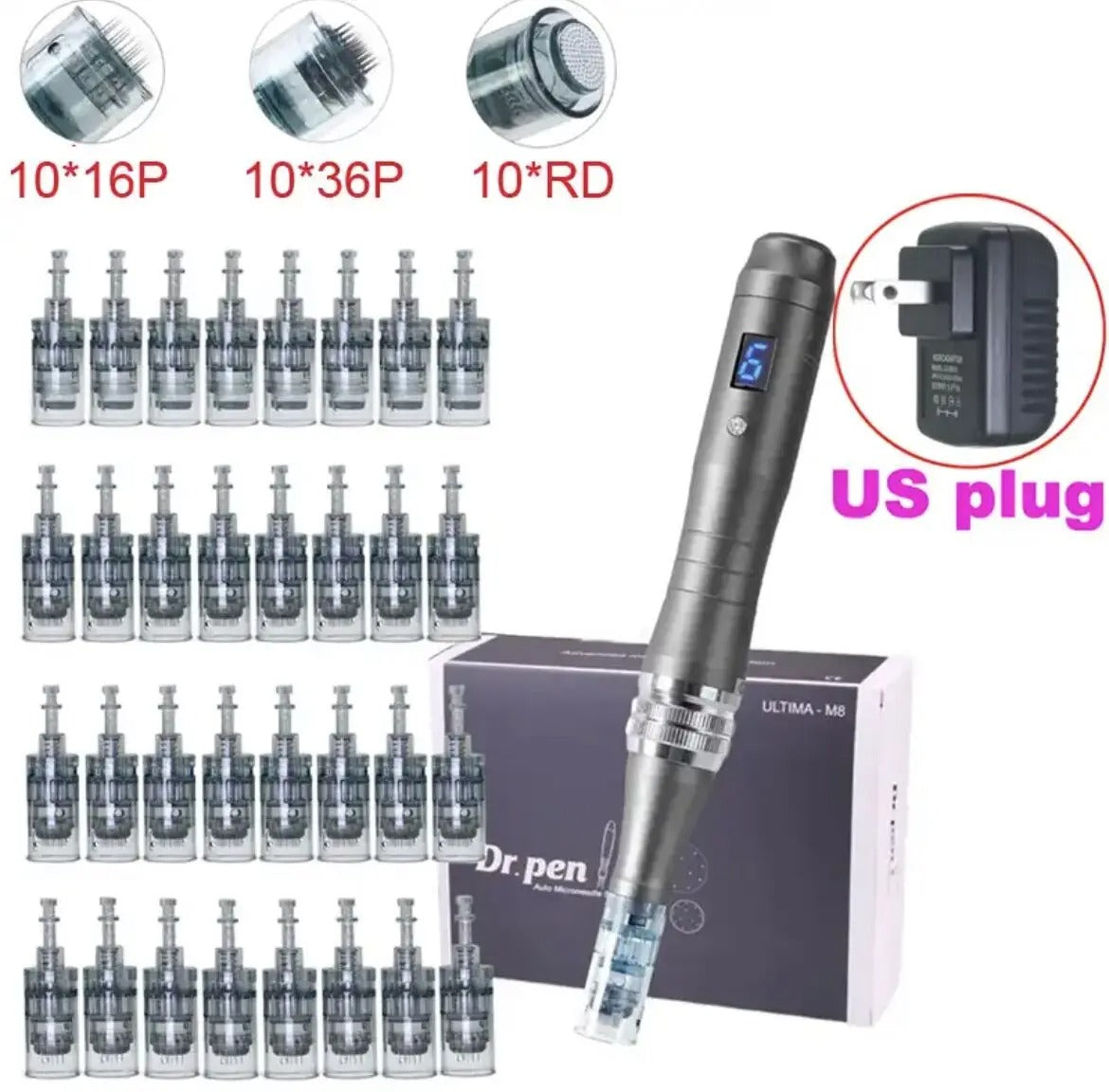 Dr. Pen Ultima M8 Microneedling Pen – Wireless Electric Dermapen with 32 Cartridges for Skin Care & Anti-Aging