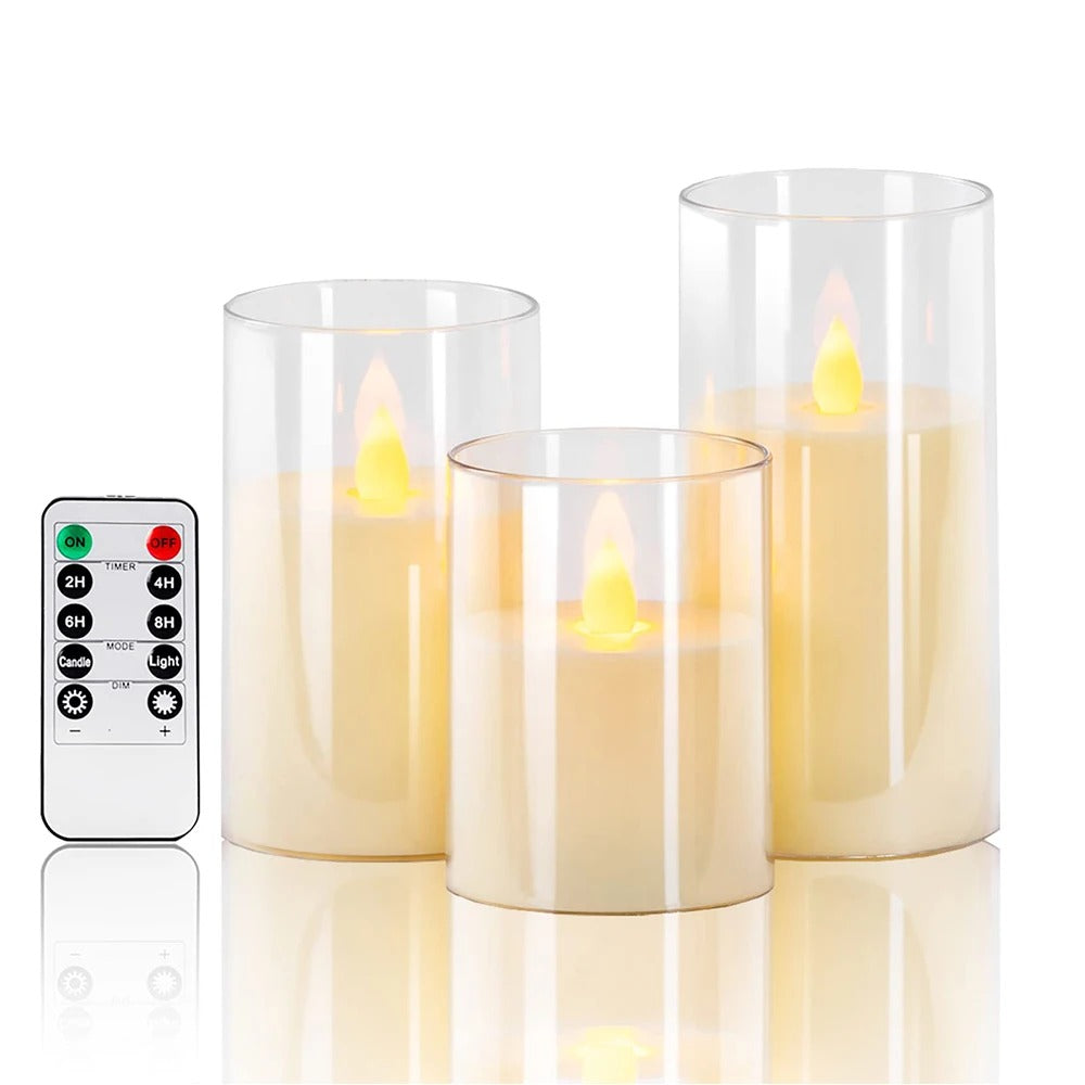 LED Electronic Candle Set – Acrylic Decorative Candles with Remote & Timer for Christmas, Weddings & Home Décor