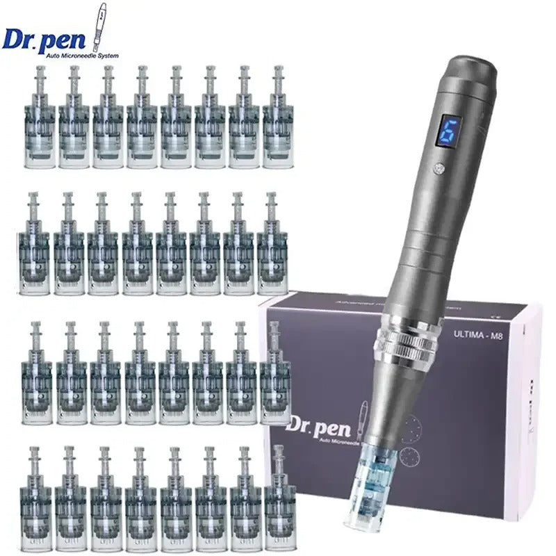 Dr. Pen Ultima M8 Microneedling Pen – Wireless Electric Dermapen with 32 Cartridges for Skin Care & Anti-Aging