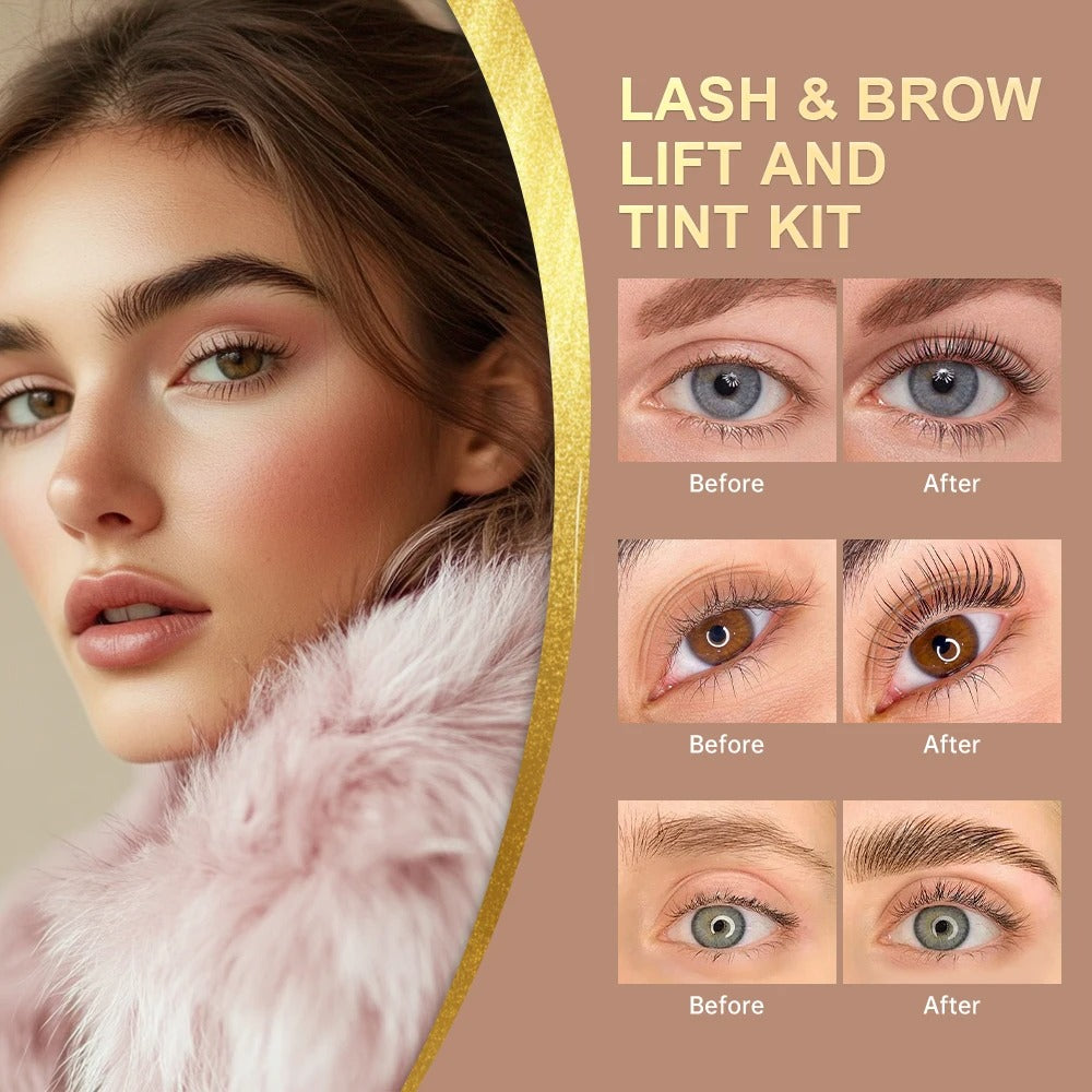 Pro Lash & Brow Tinting Kit – Lash Lift & Brow Perm with Fixation, Curling & Long-Lasting Effect (4–6 Weeks)