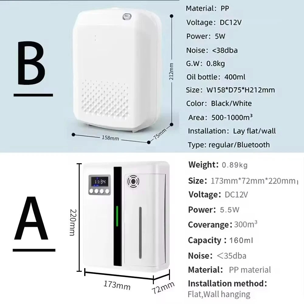 Wall-Mounted Room Fragrance Diffuser – Bluetooth Essential Oil Air Freshener with Built-in Fan for Home & Hotel
