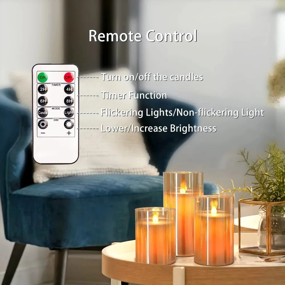 LED Electronic Candle Set – Acrylic Decorative Candles with Remote & Timer for Christmas, Weddings & Home Décor