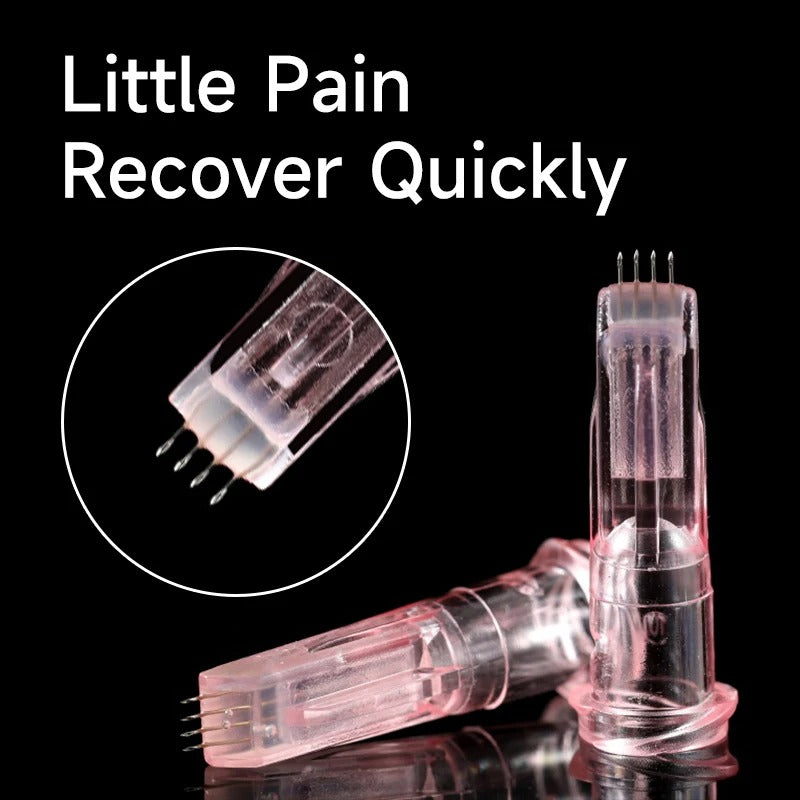 Painless Nano Soft 4-Pin Microneedling Device – 34G Multi-Needle Crystal Cartridge (Sterile Pack, 1.0/1.2/1.5mm)