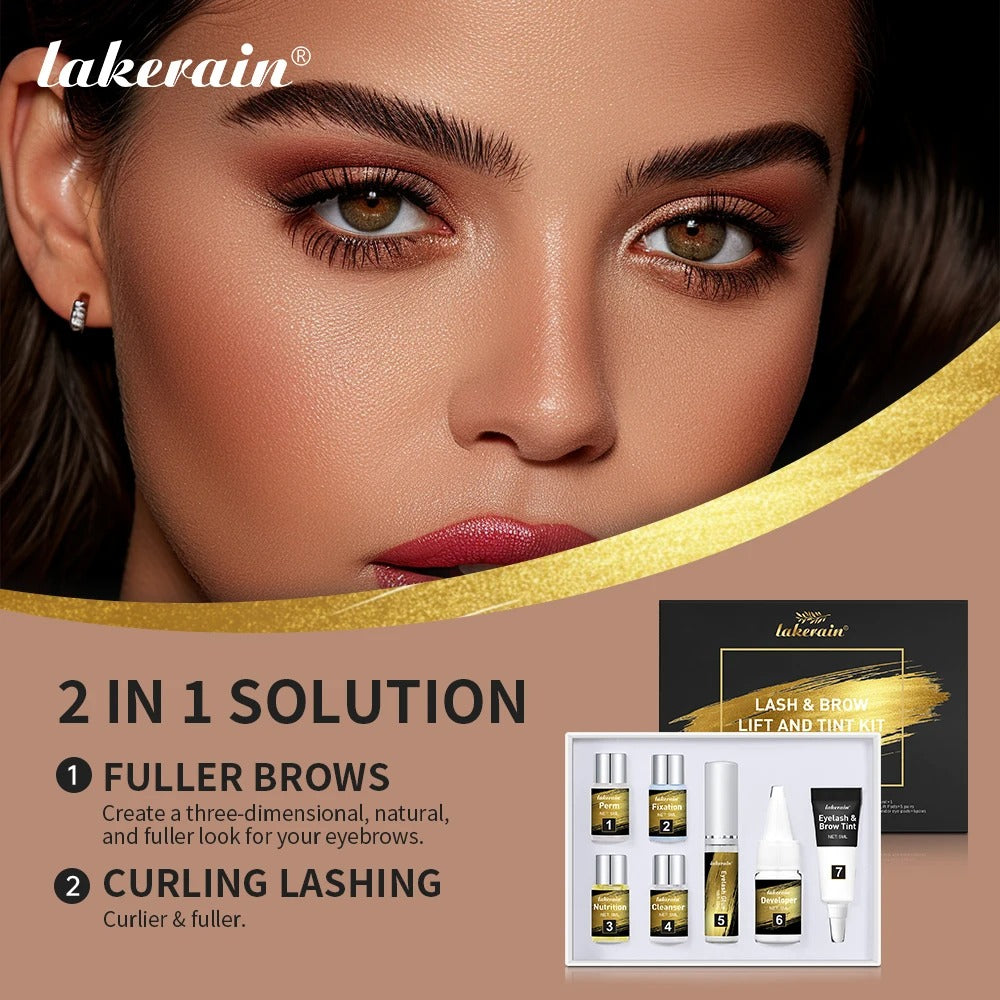 Pro Lash & Brow Tinting Kit – Lash Lift & Brow Perm with Fixation, Curling & Long-Lasting Effect (4–6 Weeks)