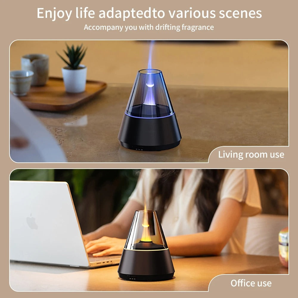150ml Colorful Flame Aroma Diffuser – Ultrasonic Essential Oil Humidifier & Night Light for Home