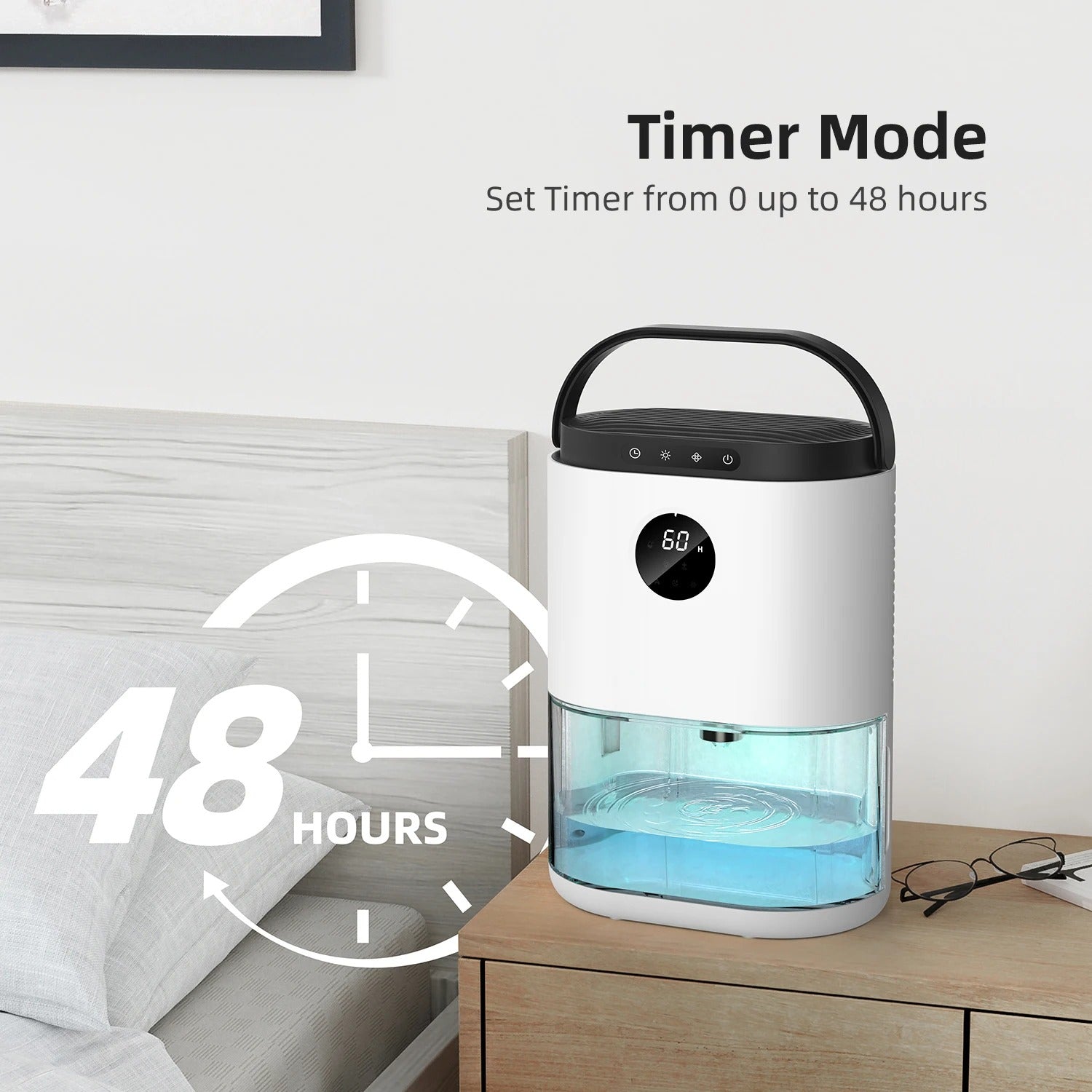 80oz Dehumidifier for Home – Auto Defrost, Ultra Quiet, Touch Control, Large Room, Bathroom, Garage, RV with Timer