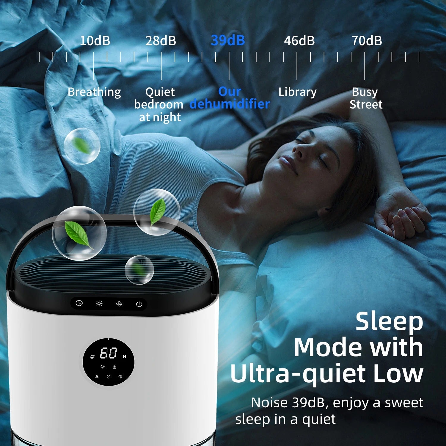 80oz Dehumidifier for Home – Auto Defrost, Ultra Quiet, Touch Control, Large Room, Bathroom, Garage, RV with Timer