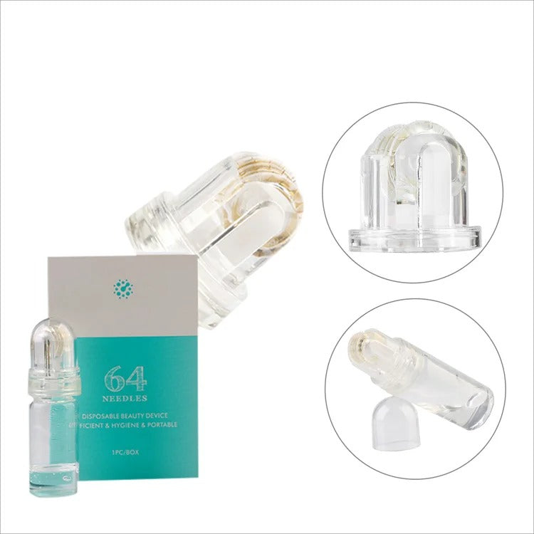 Hydra Roller Microneedling Stamp – 20 & 64 Pin Titanium Needles, Reusable Serum Applicator (No Liquid Included)
