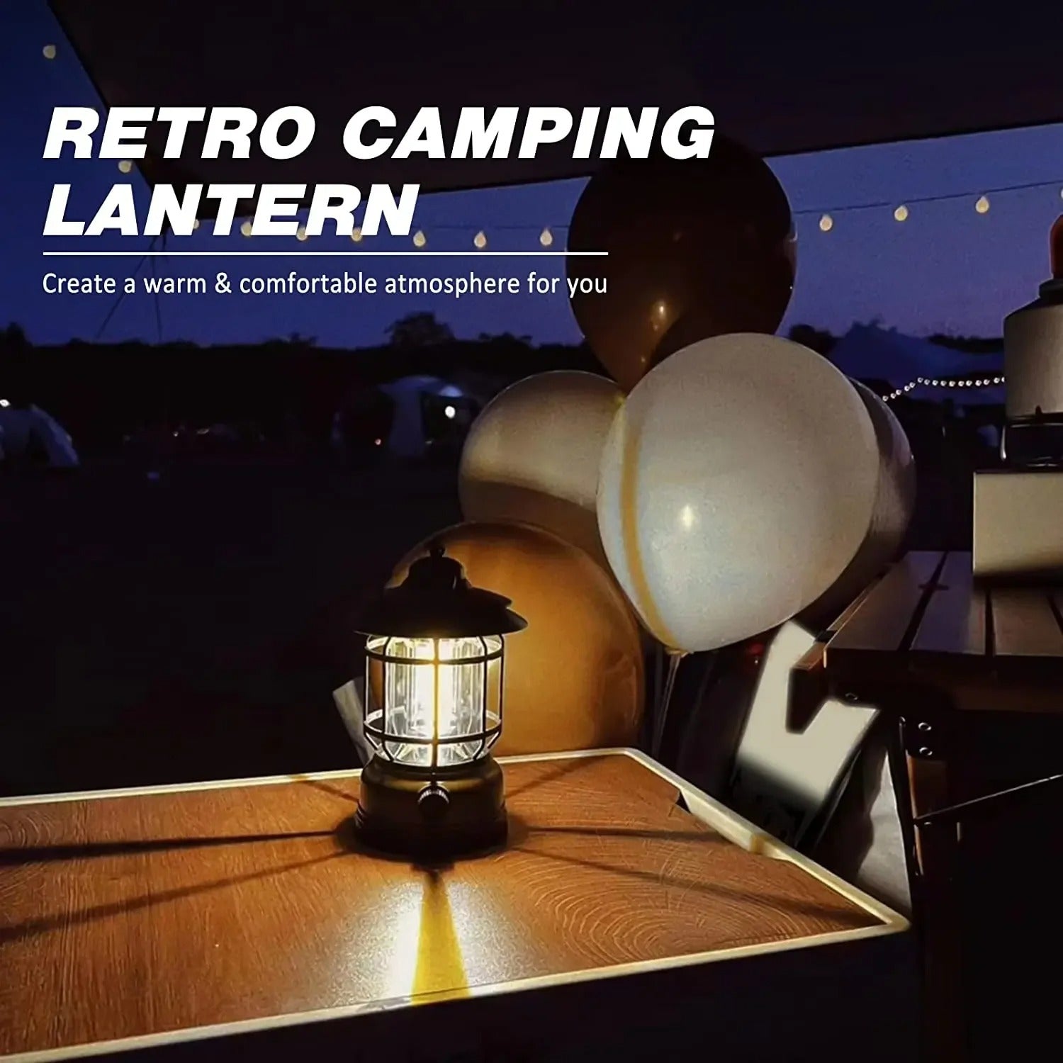 Rechargeable Camping Lantern – Stepless Dimming COB LED, Portable & Waterproof for Hiking, Fishing, Emergency & Home Use