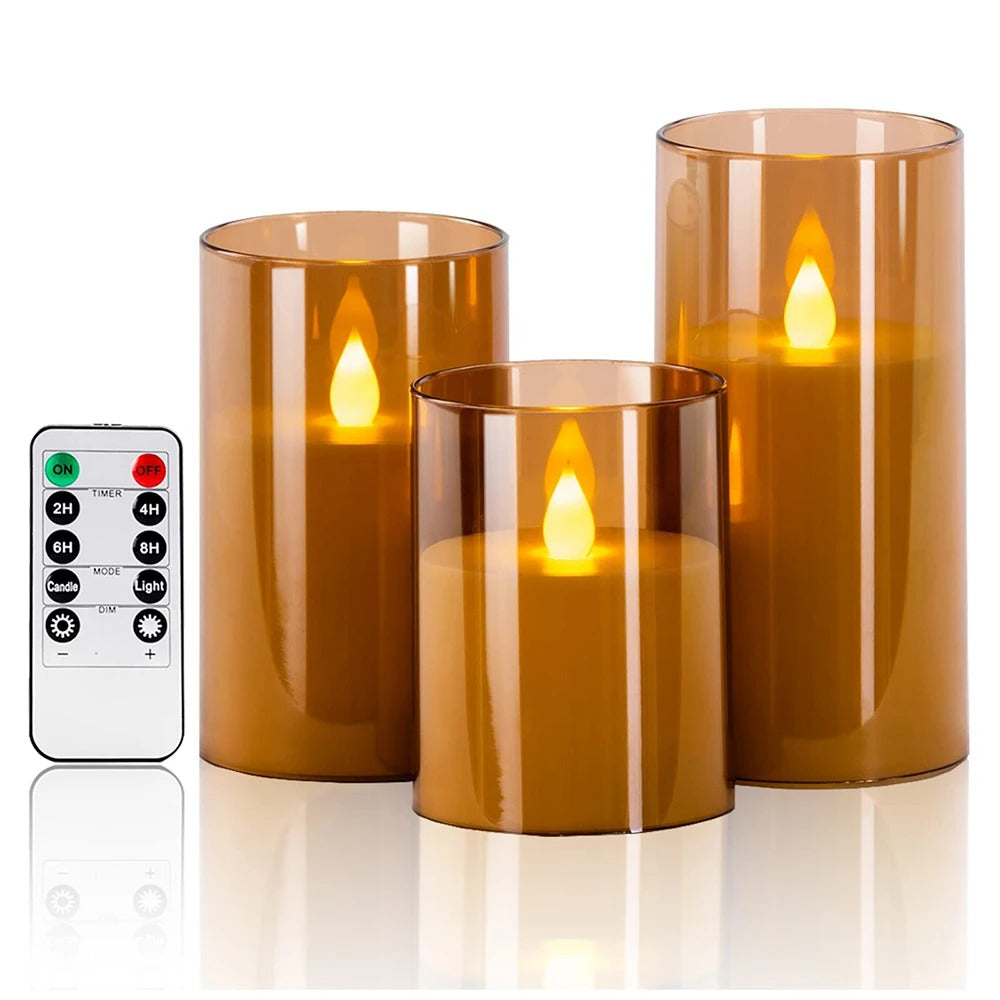 LED Electronic Candle Set – Acrylic Decorative Candles with Remote & Timer for Christmas, Weddings & Home Décor