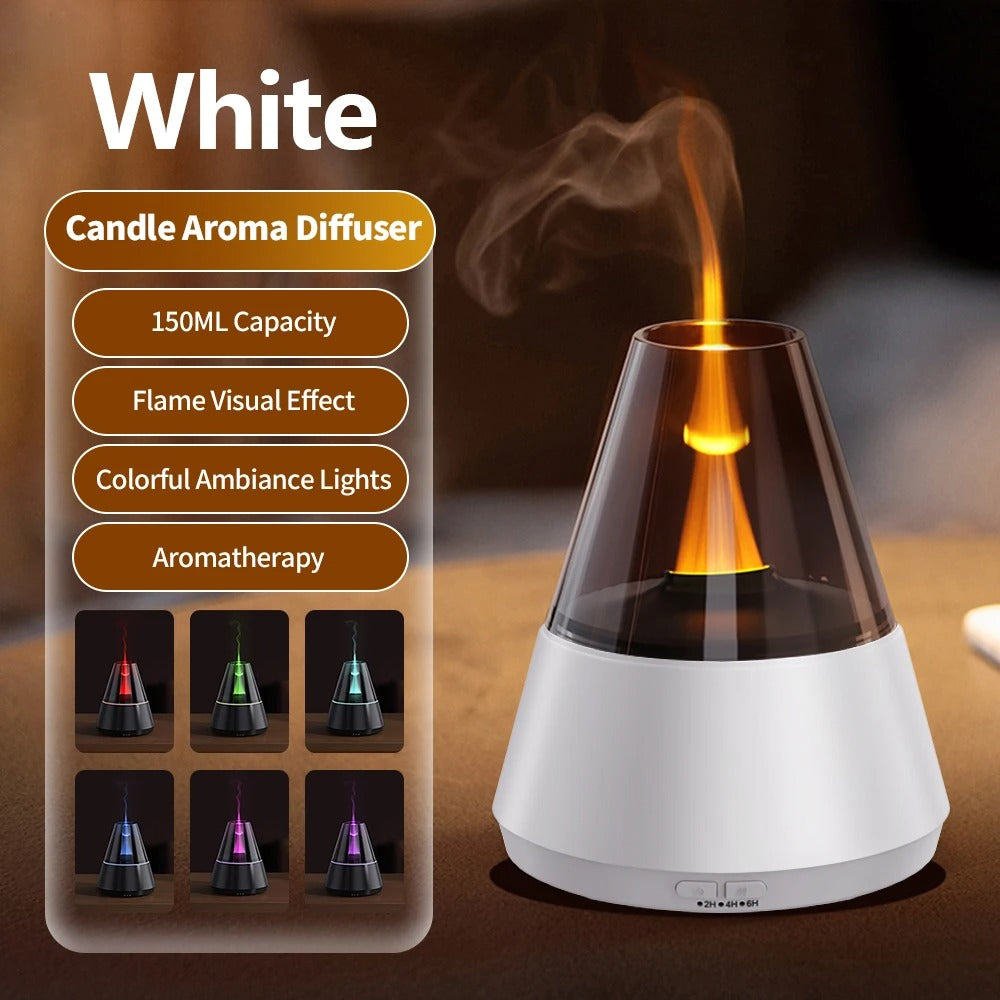 150ml Colorful Flame Aroma Diffuser – Ultrasonic Essential Oil Humidifier & Night Light for Home